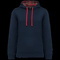 Sudadera con capucha unisex ajustada Navy / Red Tartan S