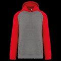 Sudadera infantil bicolor con capucha y bolsillos Grey Heather / Sporty Red 6/8 ans