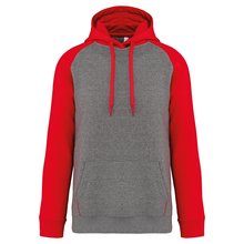 Sudadera bicolor con capucha Rojo / Gris L