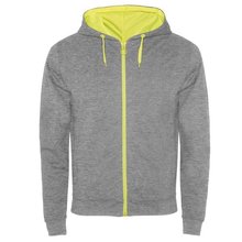 Sudadera con detalles en color flúor GRIS/AMARILLO FLUOR S