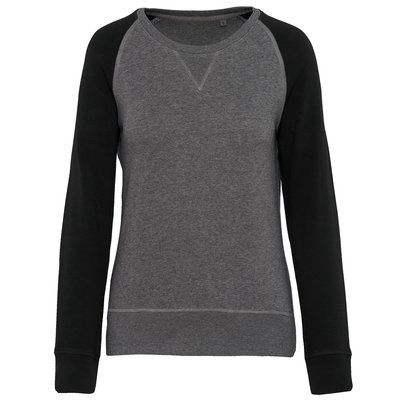 Sudadera bi-color algodón orgánico Grey Heather / Black M