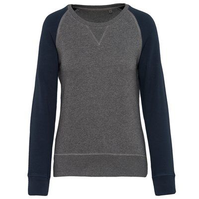 Sudadera bi-color algodón orgánico Grey Heather / Navy XS