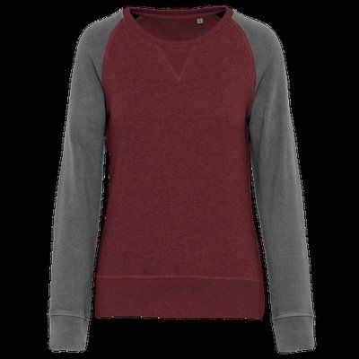 Sudadera bi-color algodón orgánico Wine Heather / Grey Heather XXL