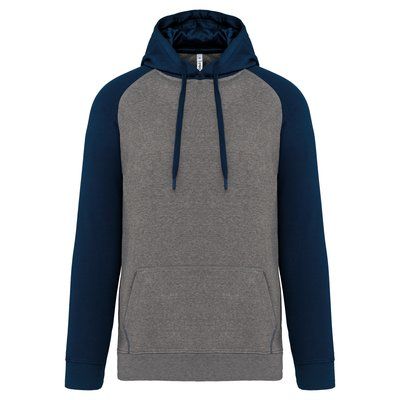 Sudadera bicolor con capucha Grey Heather / Sporty Navy XL