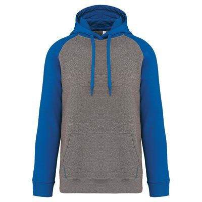 Sudadera bicolor con capucha Grey heather/Sporty royal blue S