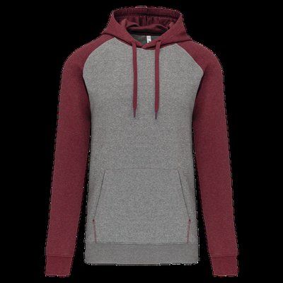 Sudadera bicolor con capucha Grey Heather / Wine Heather XL