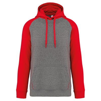 Sudadera bicolor con capucha Rojo / Gris XS