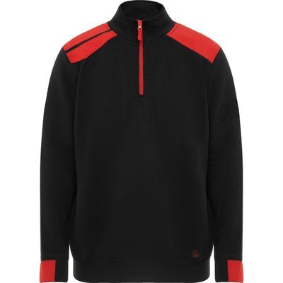 Sudadera Bicolor Cuello Alto Media Cremallera Negro/Rojo S