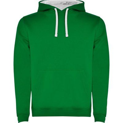 Sudadera con Capucha y Bolsillo Canguro VERDE KELLY/BLANCO M