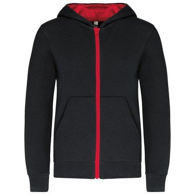 Sudadera con capucha y cremallera para niños Black / Red 10/12 ans