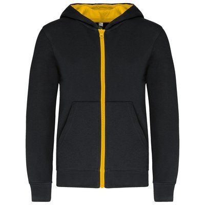 Sudadera con capucha y cremallera para niños Black / Yellow 10/12 ans