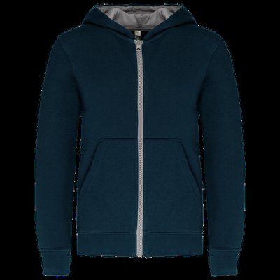 Sudadera con capucha y cremallera para niños Navy / Fine Grey 8/10 ans