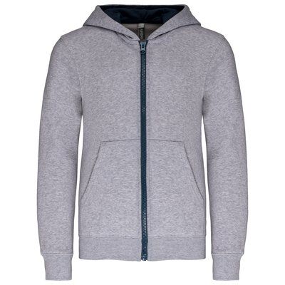 Sudadera con capucha y cremallera para niños Oxford Grey / Navy 10/12 ans