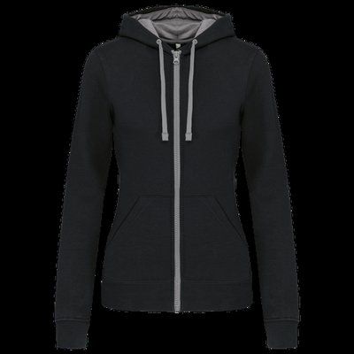 Sudadera capucha mujer Black / Fine Grey XXL