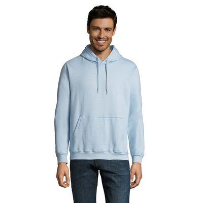 Sudadera Capucha Unisex Bolsillo Canguro Azul Claro XL