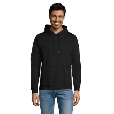 Sudadera Capucha Unisex Bolsillo Canguro Negro 3XL