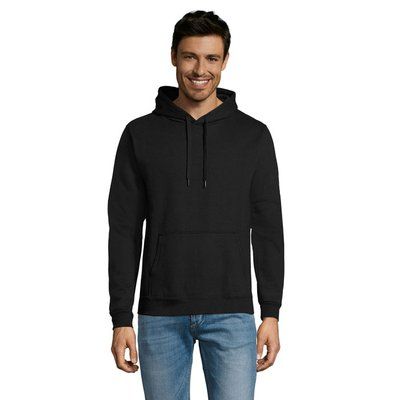 Sudadera Capucha Unisex Bolsillo Canguro Negro XXL