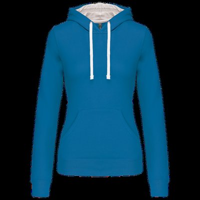 Sudadera de chica con capucha contrastada Azul XS