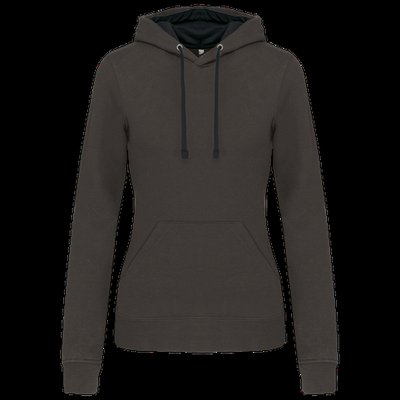 Sudadera de chica con capucha contrastada Gris L