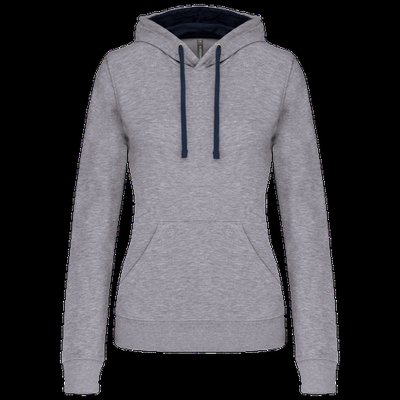 Sudadera de chica con capucha contrastada Gris XL