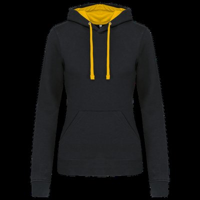 Sudadera de chica con capucha contrastada Negro XL