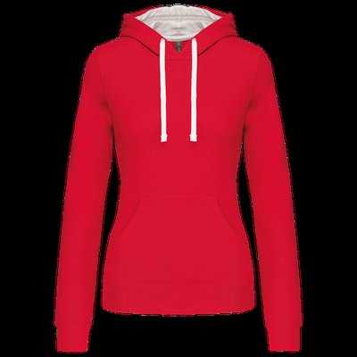 Sudadera de chica con capucha contrastada Rojo XL