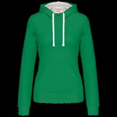 Sudadera de chica con capucha contrastada Verde L