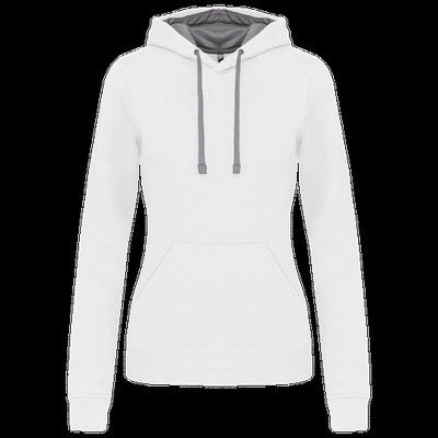 Sudadera de chica con capucha contrastada White / Fine Grey L