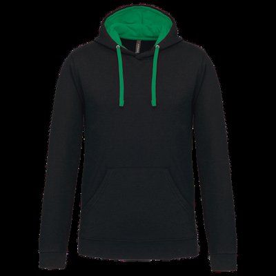 Sudadera clásica con capucha y bolsillo Black / Light Kelly Green XXL