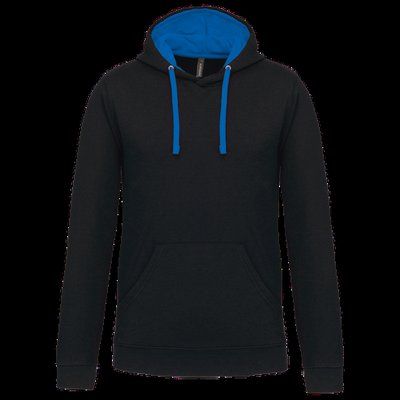 Sudadera clásica con capucha y bolsillo Black / Light Royal Blue S