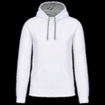 Sudadera clásica con capucha y bolsillo White / Fine Grey S