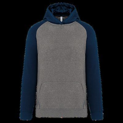 Sudadera infantil bicolor con capucha y bolsillos Grey Heather / Sporty Navy 10/12 ans