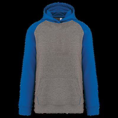 Sudadera infantil bicolor con capucha y bolsillos Grey heather/Sporty royal blue 12/14 ans