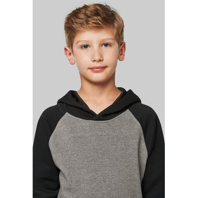 Sudadera infantil bicolor con capucha y bolsillos