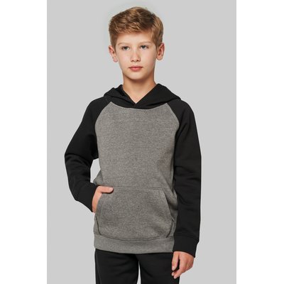 Sudadera infantil bicolor con capucha y bolsillos