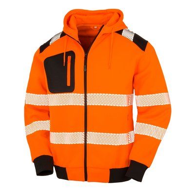 Sudadera de seguridad reciclada reflectante Fluorescent Orange S