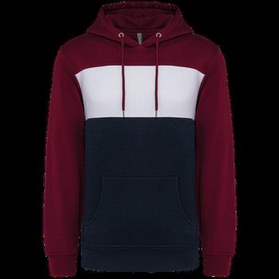 Sudadera tricolor unisex Wine / White / Navy M