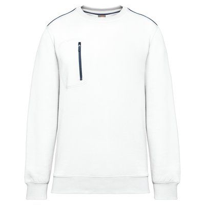 Sudadera unisex con bolsillo a zip White / Navy XS