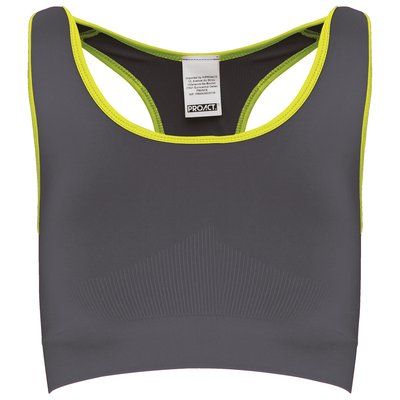 Sujetador deporte sin costuras Storm Grey / Fluorescent Yellow M/L