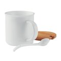 Taza 380ml con Tapa Bambú y Cuchara