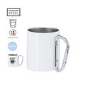 Taza de acero blanca con asa mosquetón 220ml