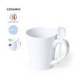 Taza cerámica blanca 350ml con cucharilla