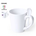 Taza cerámica blanca 350ml con cucharilla