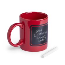 Taza 370ml con pizarra en 1 cara y tiza Rojo