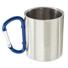 Taza Acero Inox 175ml con Mosquetón Azul