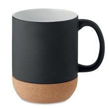 Taza Cerámica Mate 300 ml con Base Corcho Negro