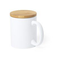 Taza de cerámica con tapa de bambú y acabado mate Bla