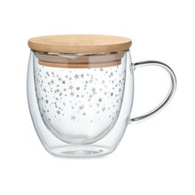 Taza Cristal Doble Pared con Estrellas 220ml Transparente