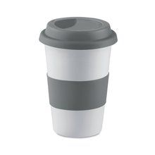 Taza impresa en 360º con tapa de silicona Gris