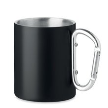 Taza Inox. Doble Pared y Asa Mosquetón Negro